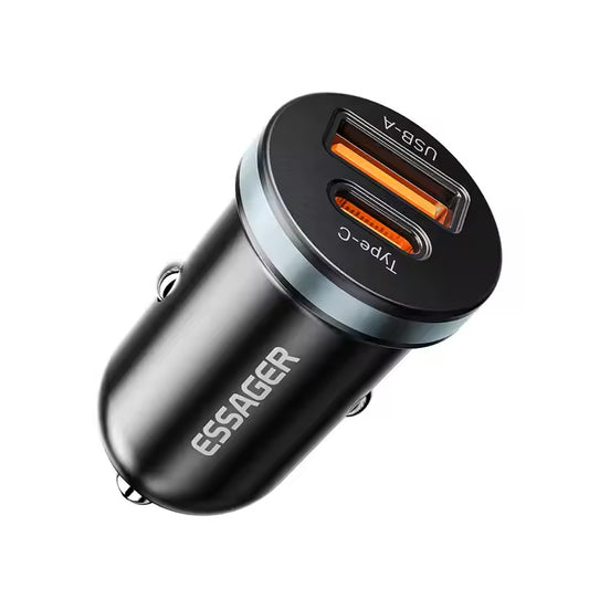 Chargeur voiture allume-cigare 30W Type-C & USB-A